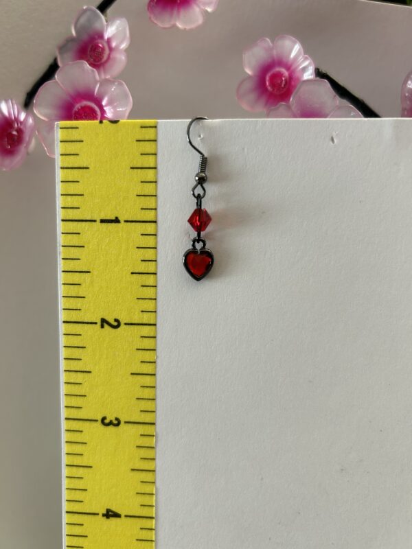 red heart dangle earrings