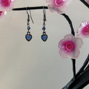 blue heart dangle earrings