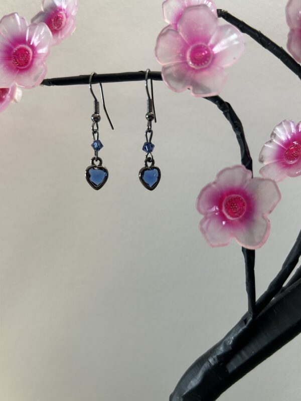 blue heart dangle earrings