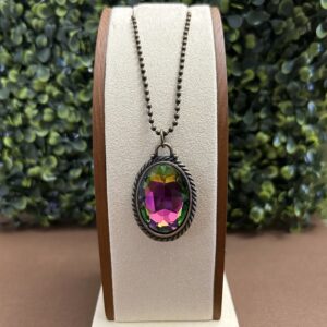 multi colored glass cabochon necklace