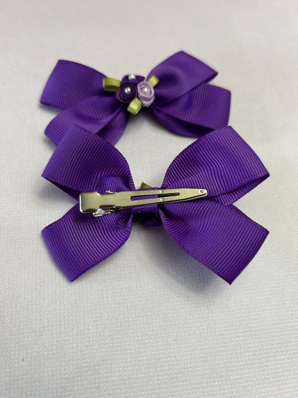 purple flower hair bows