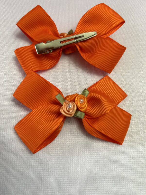 orange flower girls hairbows