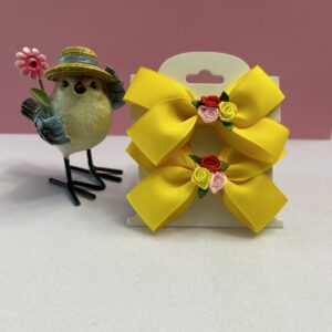 yellow rose bouquet hair bows